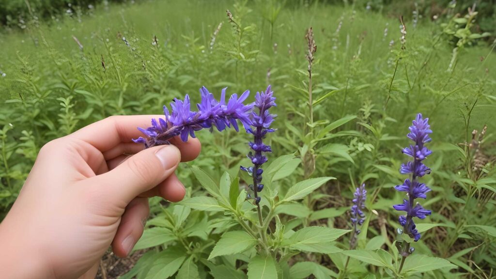 Removal of Dead Salvia Nemorosa Flowers For Regrowth
